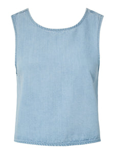 Pieces Light Blue Denim Open Back Top & Wide Leg Jeans Co-ord Set - Items Sold Separately