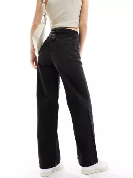 Only Hope Extra High Waist Wide Leg Jeans In Black