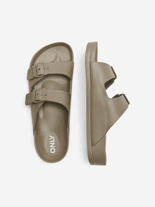 Only Adjustable Strap Lightweight Sliders In Khaki