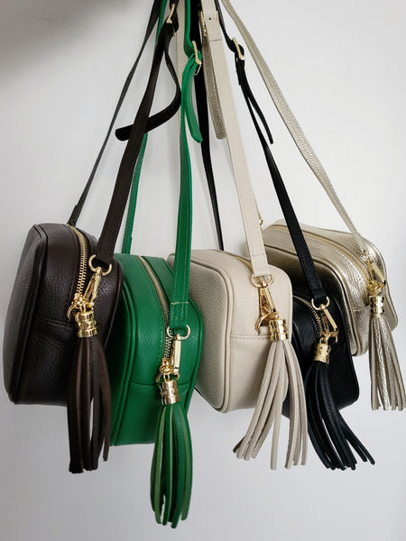 Italian Leather Crossbody Tassel Bags