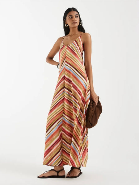 VM Striped Sleeveless Slip Maxi Dress