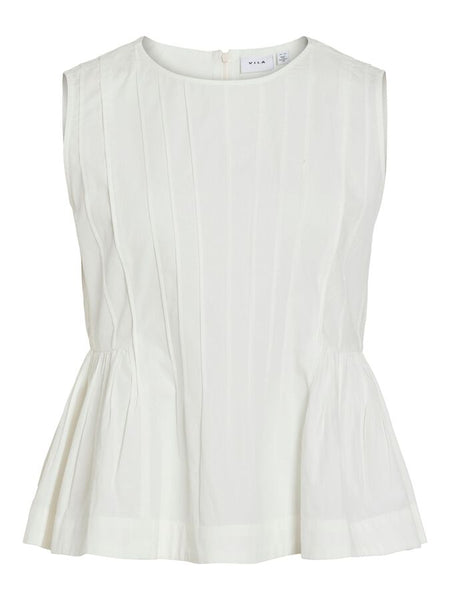 Vila Round Neck Sleeveless Peplum Top