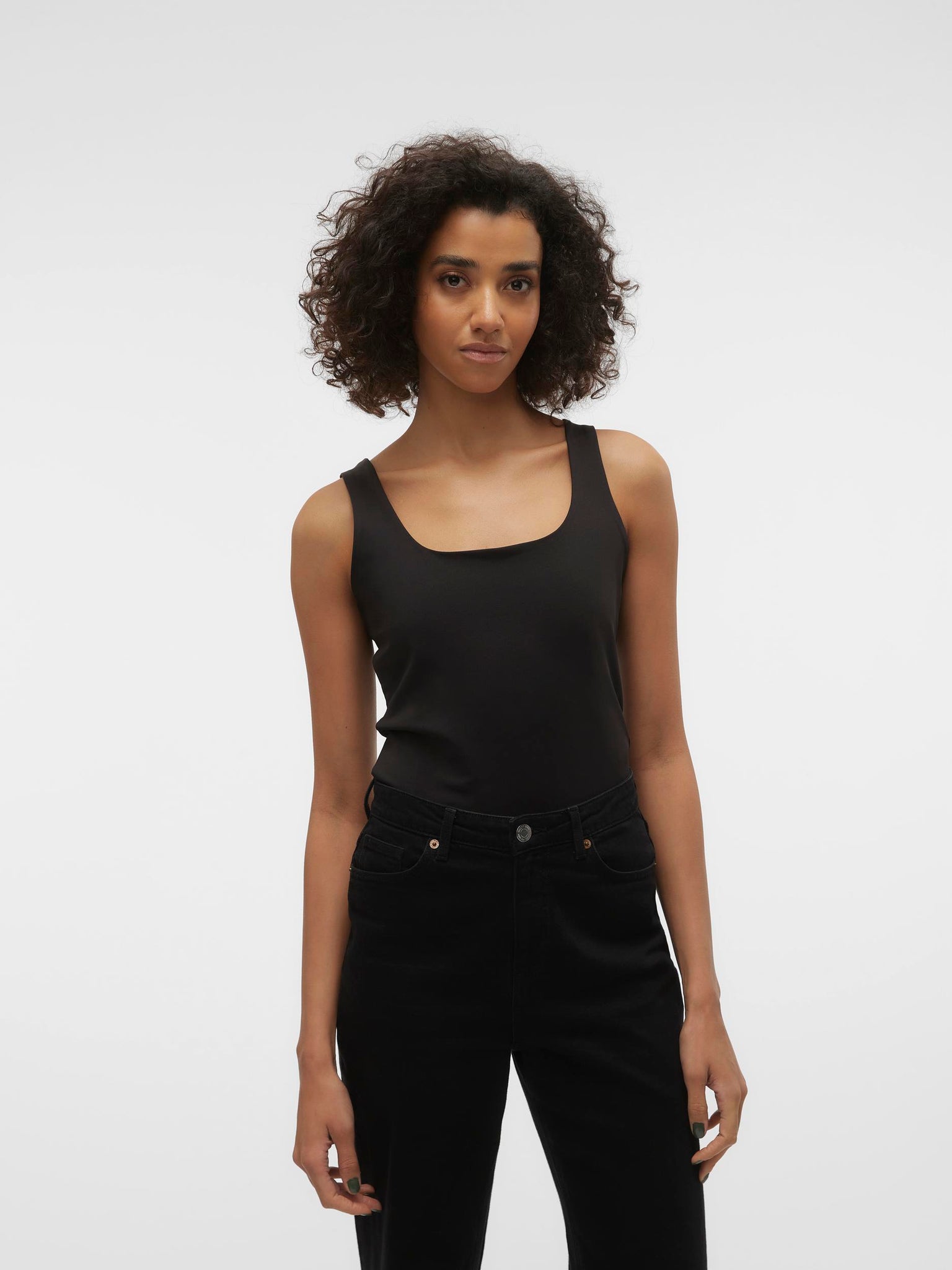 VM Reversible Square Neck Sleeveless Tank Top In Black