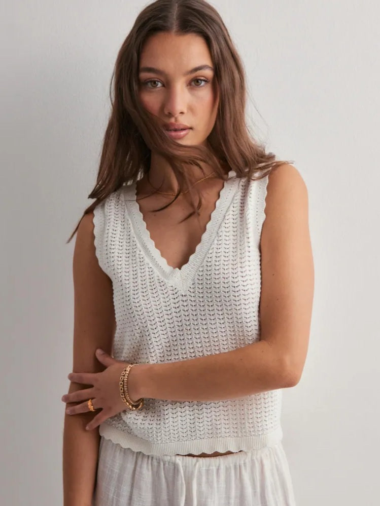 Pieces Reversible Vneck Sleeveless Knit Top