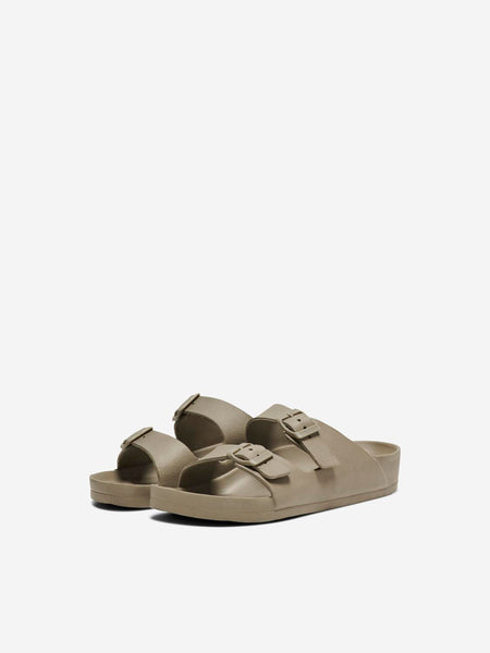 Only Adjustable Strap Lightweight Sliders In Khaki