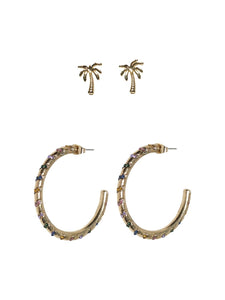 Only 2 Pack Palm Tree Stud Earrings - Gold Or Silver