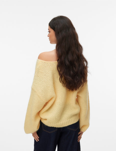 VM Slouchy Oversized 2Way Wear Knit Jumper In Pastel Yellow