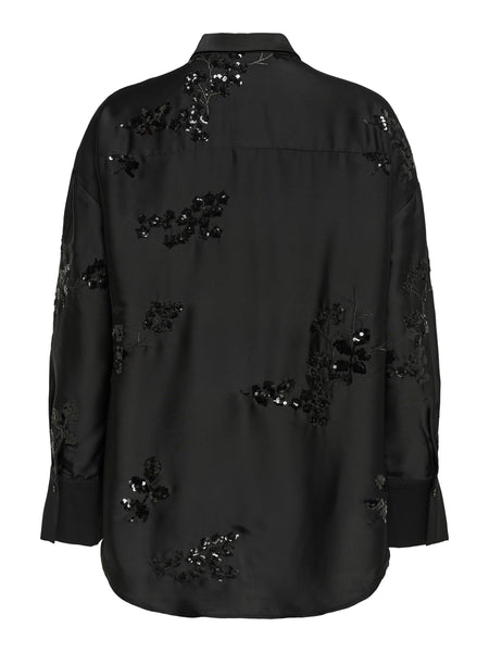 Only Black Oversized Sequin Satin Shirt