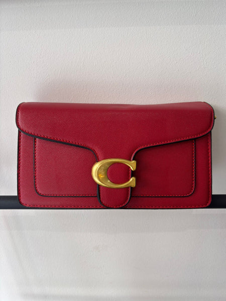 Tabby Faux Leather Shoulder Bag In Red