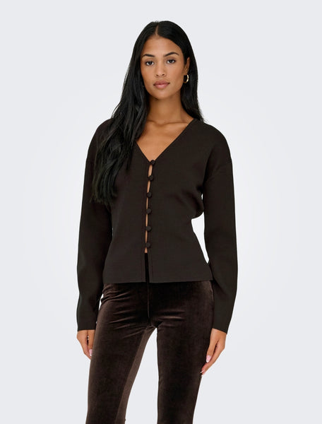JDY Reversible V-neck Cardigan In Brown