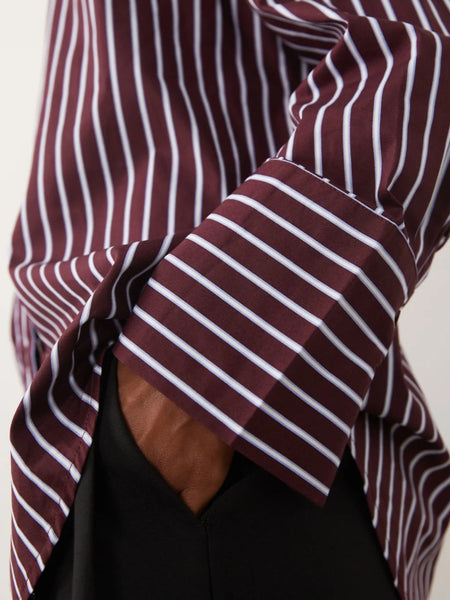 JDY Oversized Striped Shirt In Burgundy & Blue
