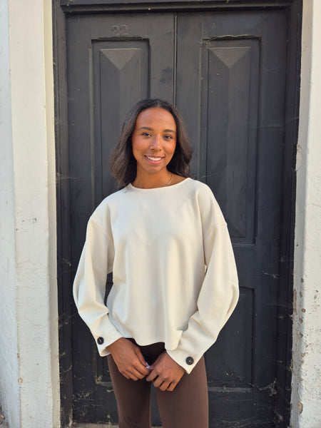 Vila Long Sleeve Buttoned Cuff Slouchy Top