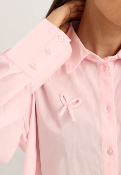 Vila Oversized Bow Shirt In Pink