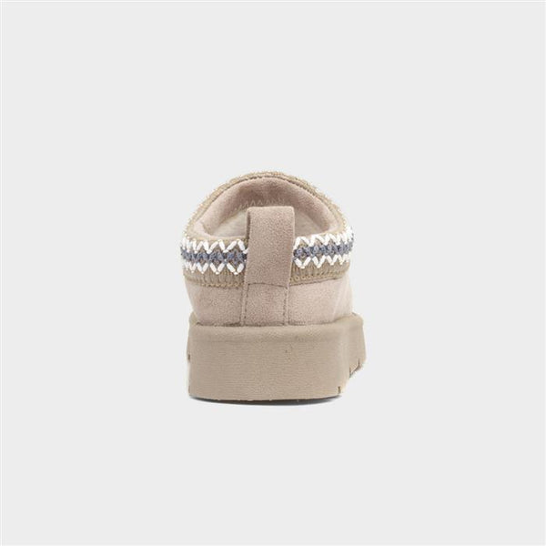 Embroidered Slip On Cosy Taz Slipper Shoe In Grey