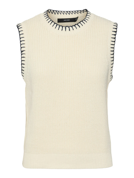 VM Navy Contrast Stitch Sleeveless Knit Tank Top