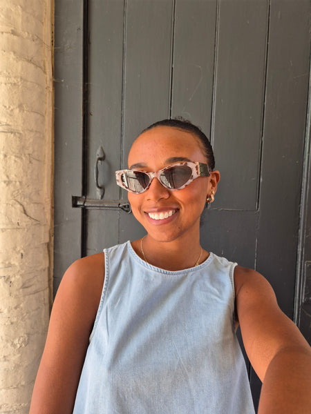 Pieces Slim Cat Eye Sunglasses In Tortoiseshell or Black
