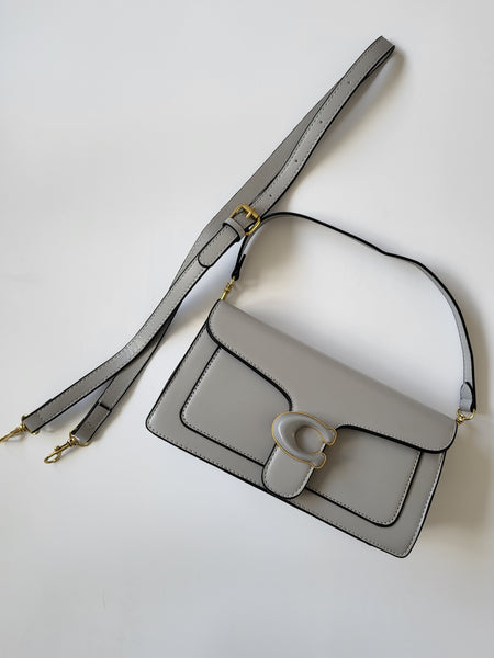 Clara Faux Leather Shoulder Bag In Grey