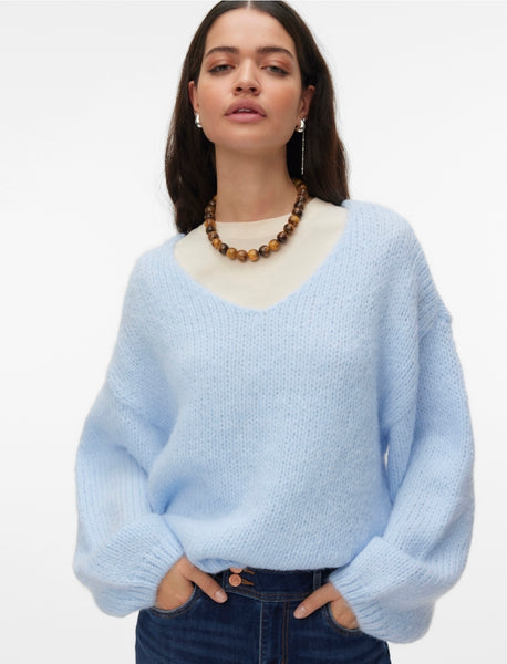 VM Slouchy Oversized 2Way Wear Knit Jumper In Baby Blue