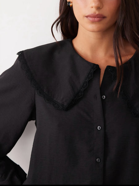 JDY Oversized Collar Detail Shirt In Black