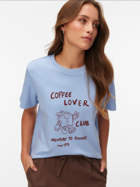 VM Coffee Lover Club Boxy Tshirt In Blue