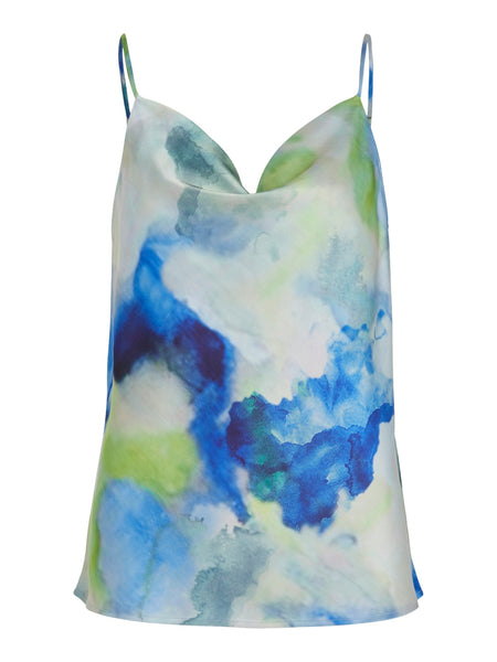 Vila Tie Dye Satin Cowlneck Cami & Midi Skirt Co-ord Set