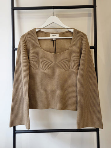 VM Aware Long Sleeve Chunky Knit Top In Brown