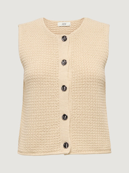 JDY Knitted Button Front Waistcoat In Cream