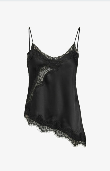 JDY Asymmetric Lace Satin Cami in Black