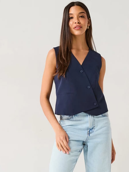 Only Asymmetric Tailored Waistcoat In Navy