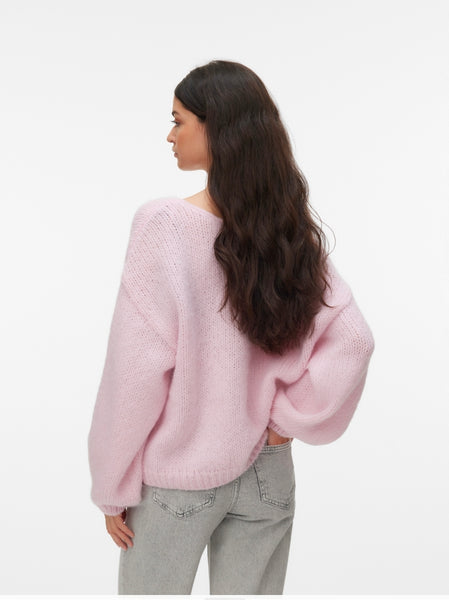 VM Slouchy Oversized 2Way Wear Knit Jumper In Pink