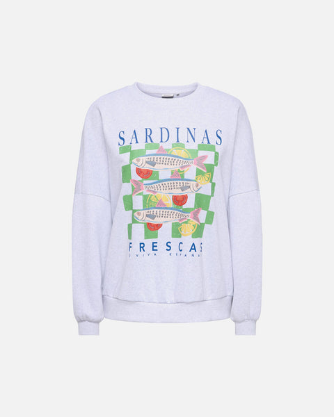 Only Grey Lightweight Oversized Summer Sardines Sweatshirt In Grey
