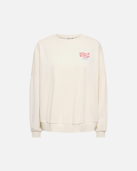 Only Lightweight Oversized Summer Sardines Sweatshirt In Cream