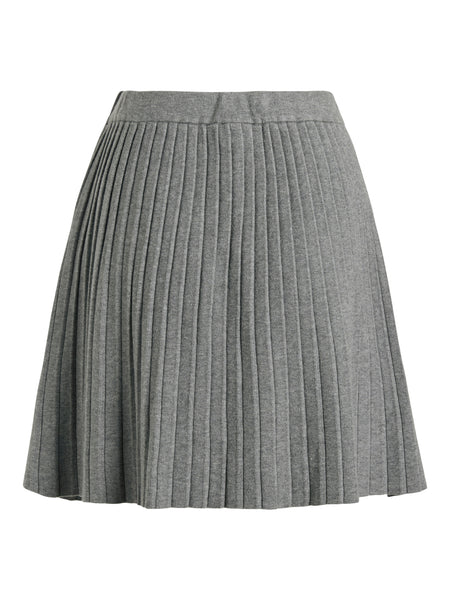 Vila Pleated Knit Mini Skirt In Grey