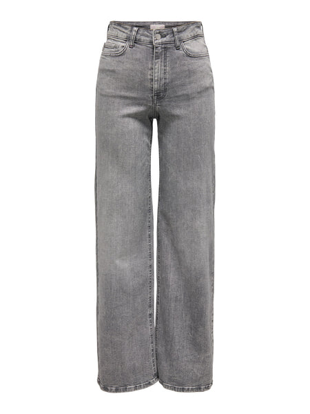 JDY High Waist Wide Leg Jeans In Grey