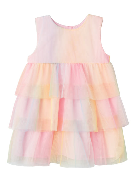 Girls Mini Rainbow Tulle Sleeveless Dress