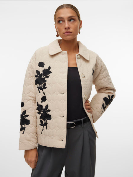 VM Quilted Beige Embroidered Jacket