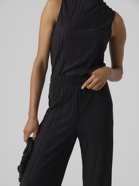 VM Black Plisse Wide Leg Trouser & Sleeveless Top Matching Co-ord