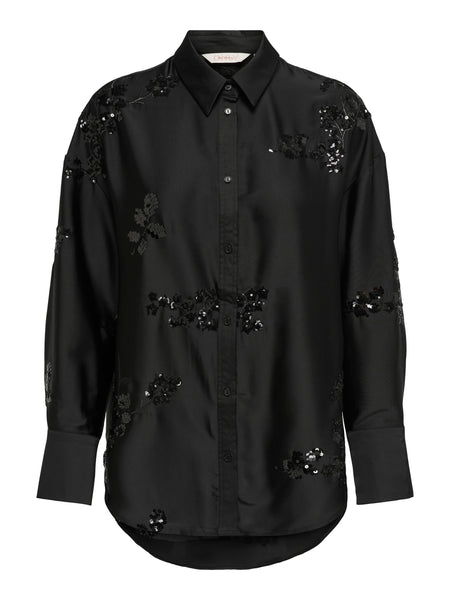 Only Black Oversized Sequin Satin Shirt