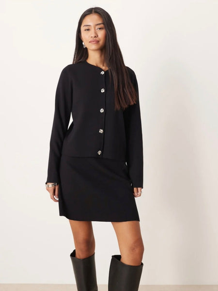 Vila Knitted Mini Skirt in Black