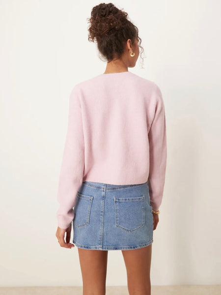 JDY Chloe Crew Neck Cardigan In Pink