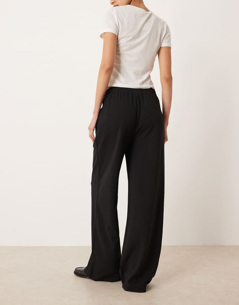 Vila Pintuck Wide Leg Trousers In Black