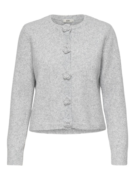 JDY Floral Button Front Knit Cardigan In Grey