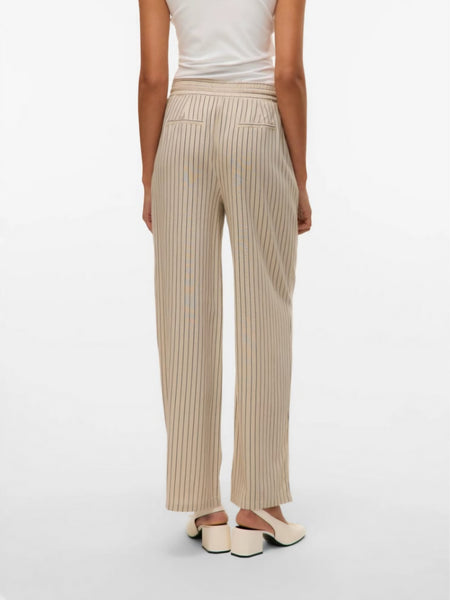 VM High Waist Pinstripe Linen Wide Leg Trousers