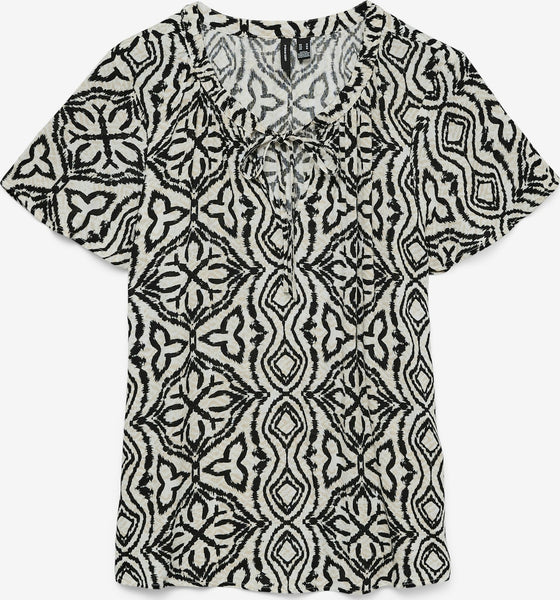 VM Short Sleeve Relaxed Fit Patterned Top