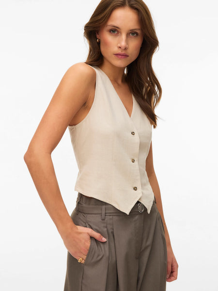 VM Linen Button Front Waistcoat