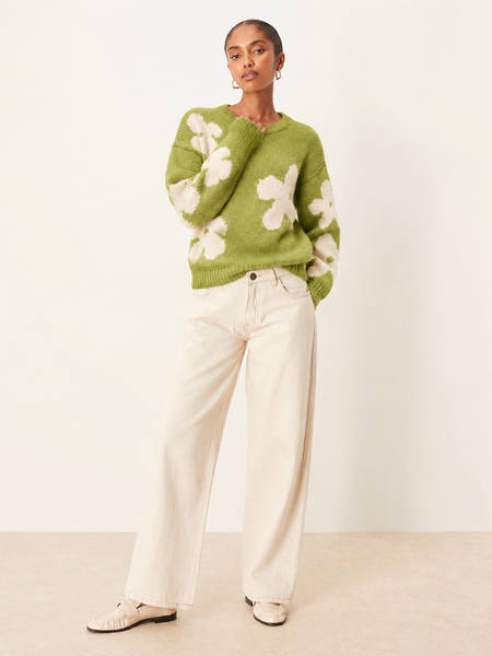 Only Flower Detail Jumper In Green