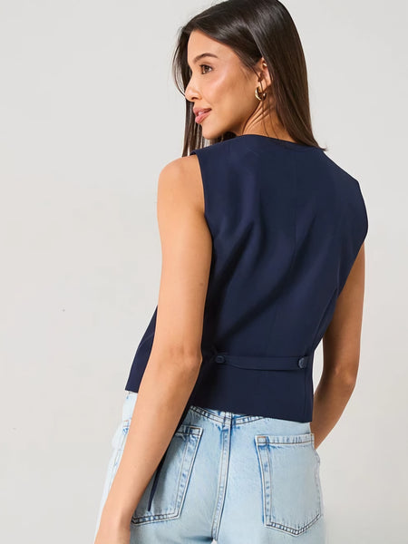 Only Asymmetric Tailored Waistcoat In Navy