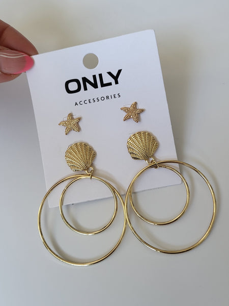 Only 2 Pack Sea Shell Stud Earrings - Gold Or Silver