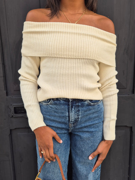 Only Off The Shoulder Knit In Cream
