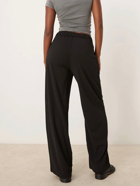 JDY High Waisted Wide Leg Trousers In Black